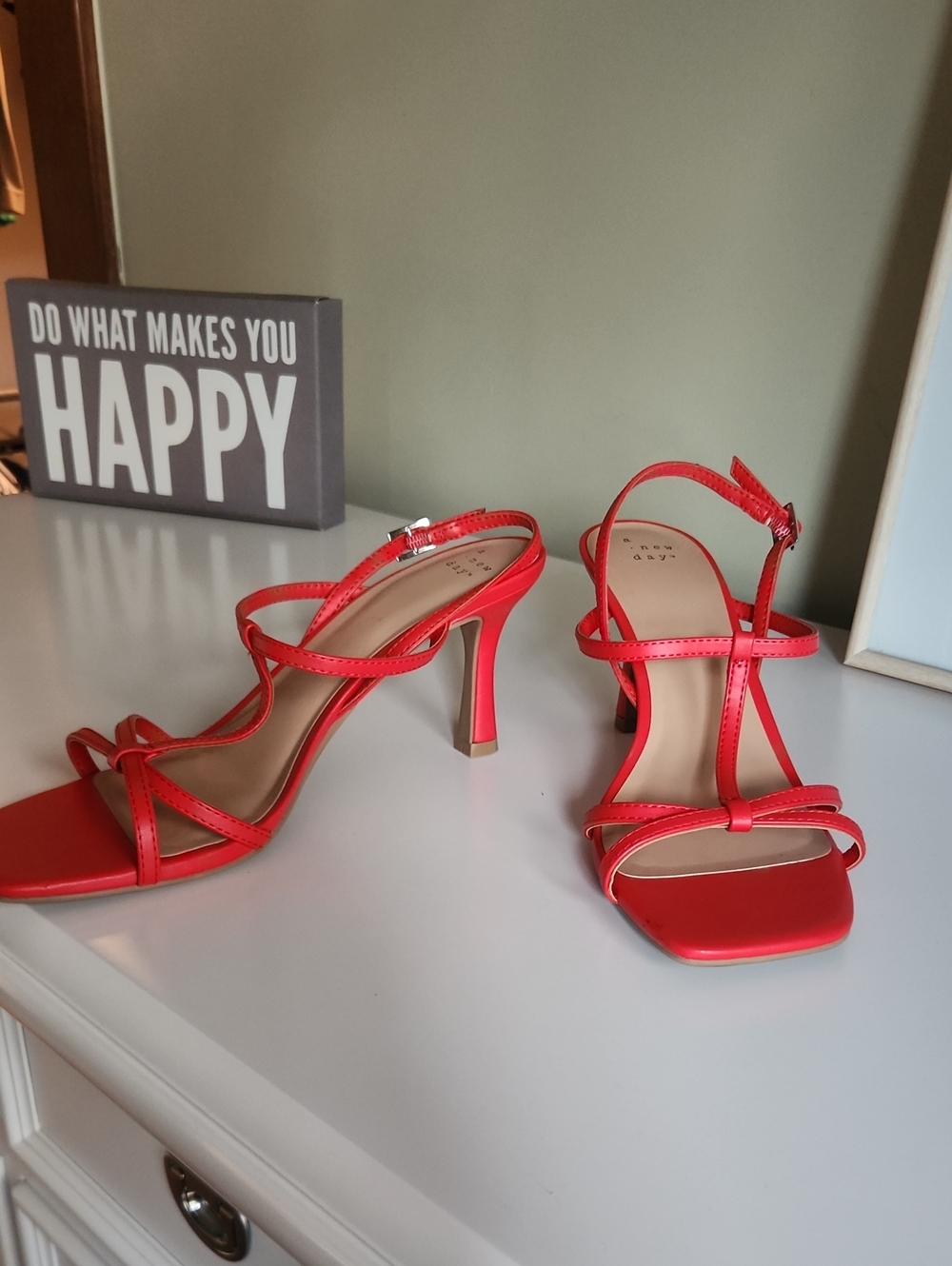 a new day Red Strappy Mid-Heel Sandals